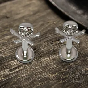 16G Crossbones Skull Titanium Piercing Lip Ring