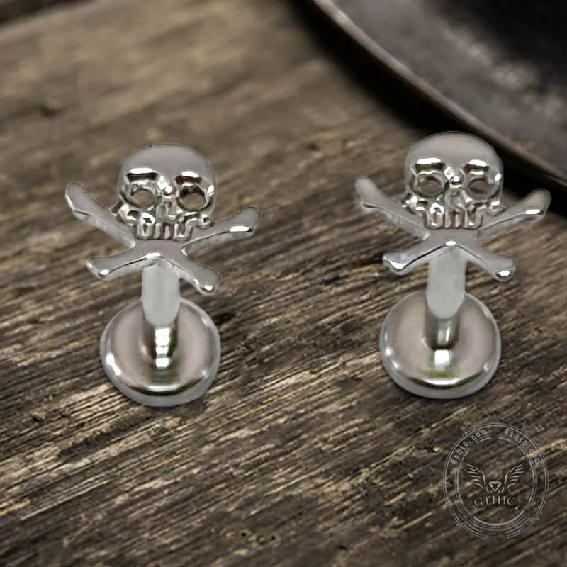 16G Crossbones Skull Titanium Piercing Lip Ring