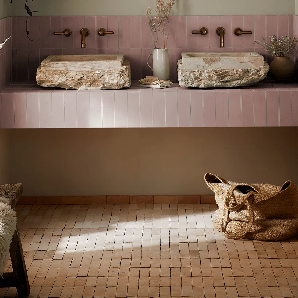 Blush Herringbone Tile