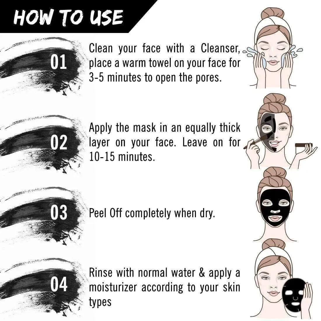 Charcoal Peel Off Mask-Blackhead & Dead Skin Removal, Tightens Pores, Deeply Cleanses  with Vitamin C, Rose Extract & Activated Charcoal 