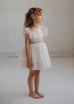 Cortejo Girls' Dress - Rustic Textured Design in Blush Pink (#4909)