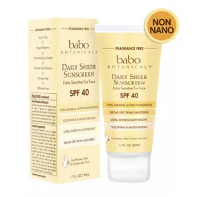 Daily Sheer Sunscreen SPF 40 1.7 Oz By Babo Botanicals