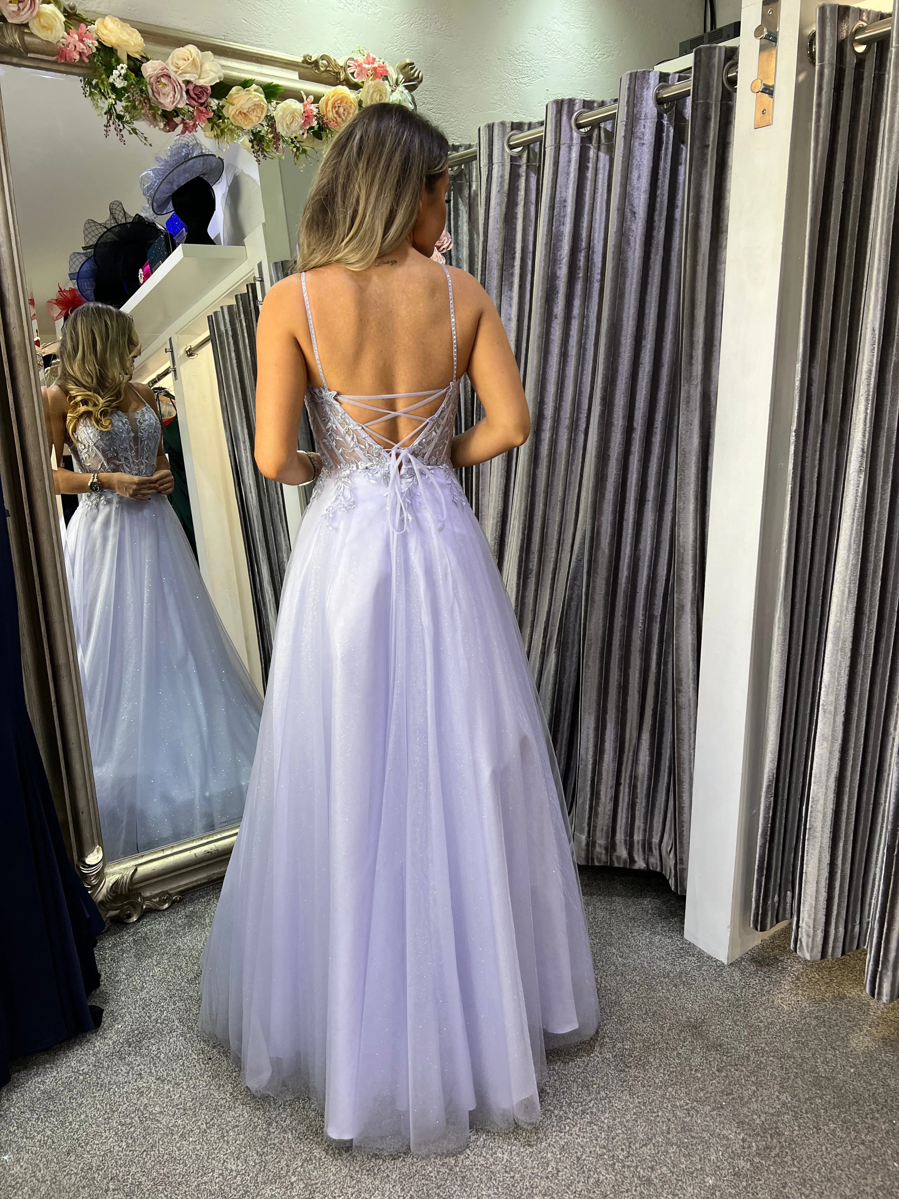 Esme lilac embellished tulle ballgown prom dress