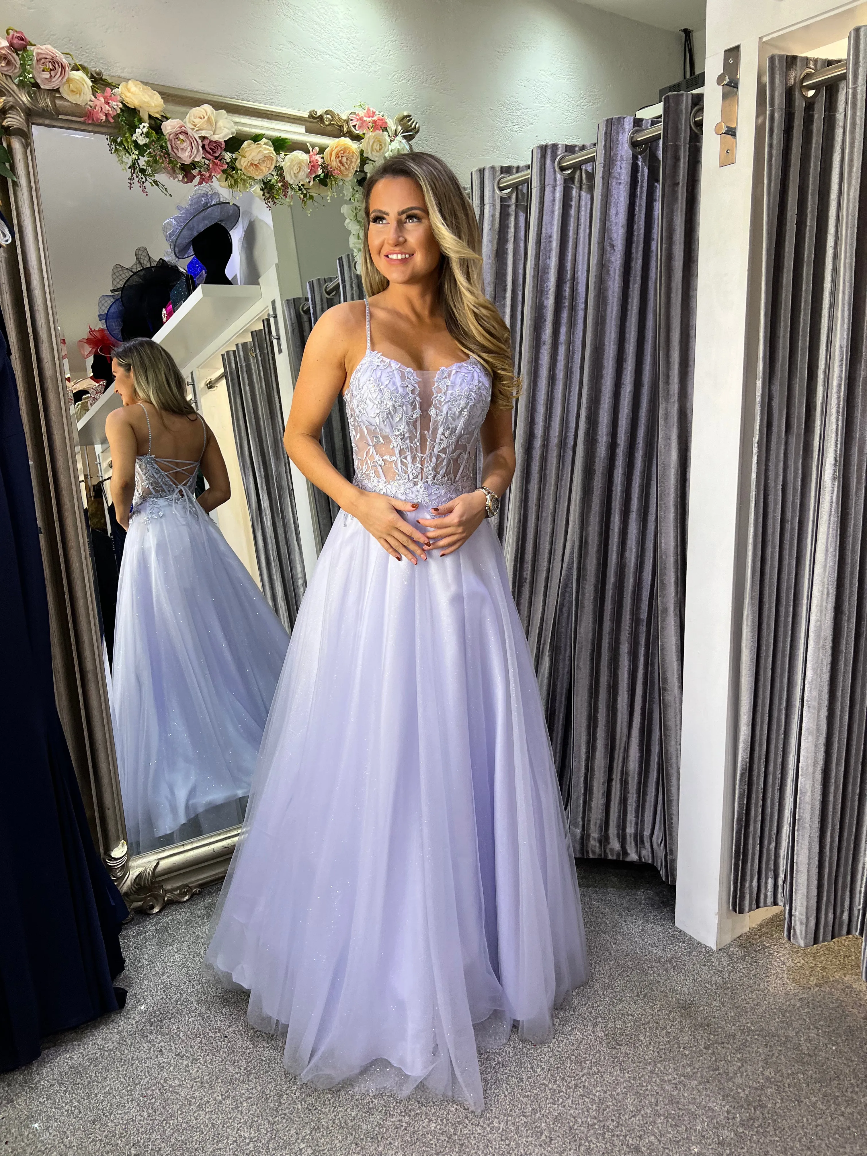 Esme lilac embellished tulle ballgown prom dress