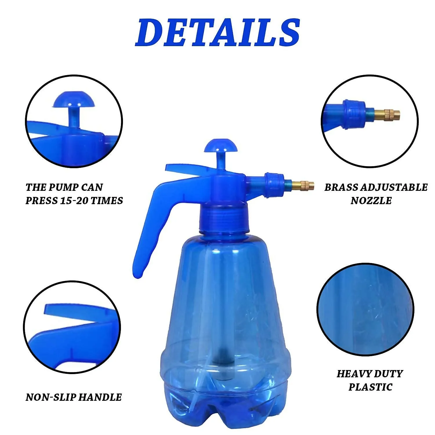 Garden Pump Pressure Capacity Water Mist Spray Bottle for Herbicides Flowers (Blue,1.2 Litre)
