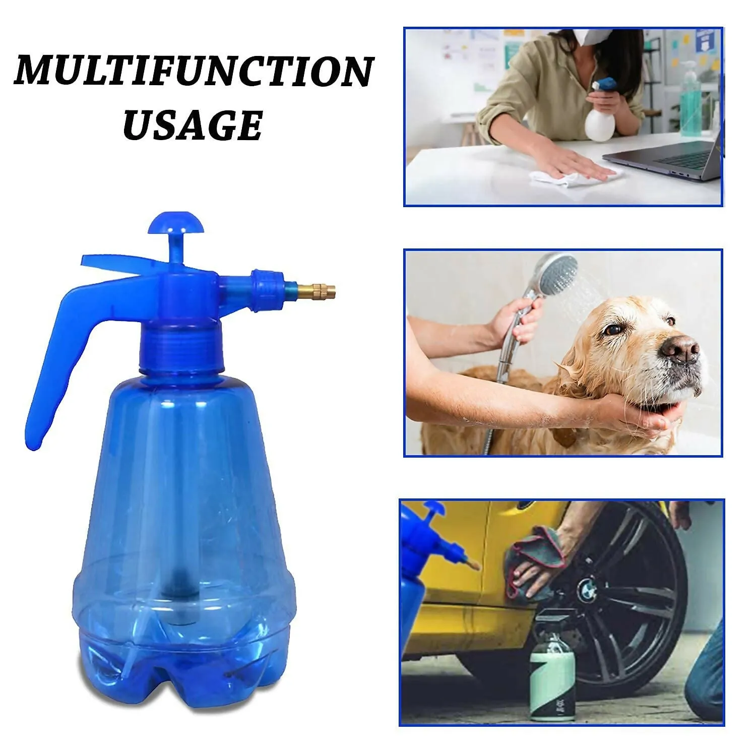 Garden Pump Pressure Capacity Water Mist Spray Bottle for Herbicides Flowers (Blue,1.2 Litre)