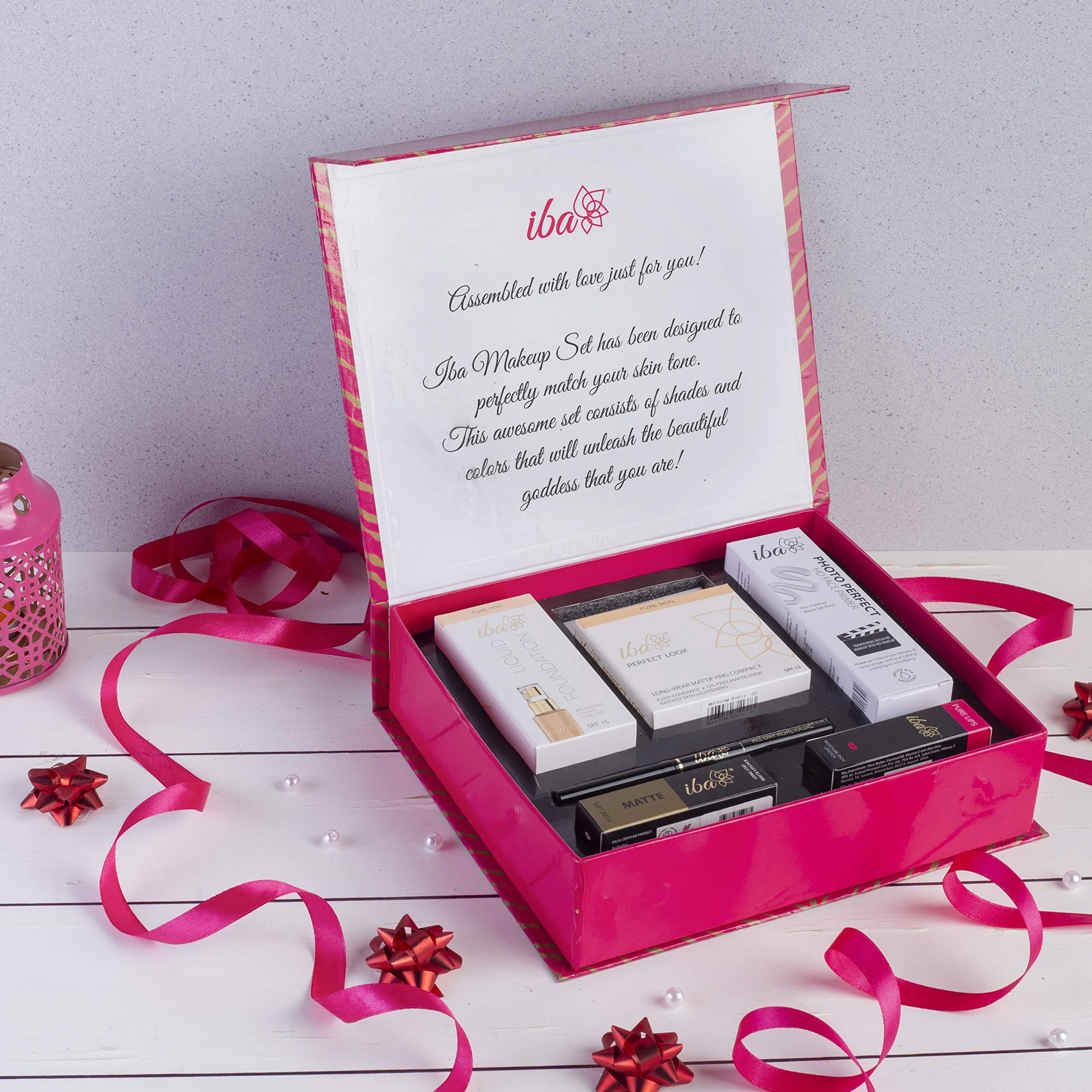 Iba Makeup Gift Set for Women (Medium) - Foundation, Compact, Primer, Lipsticks, Kajal | Long Lasting | Full Coverage | 100% Vegan & Cruelty-Free (6 items in the set)
