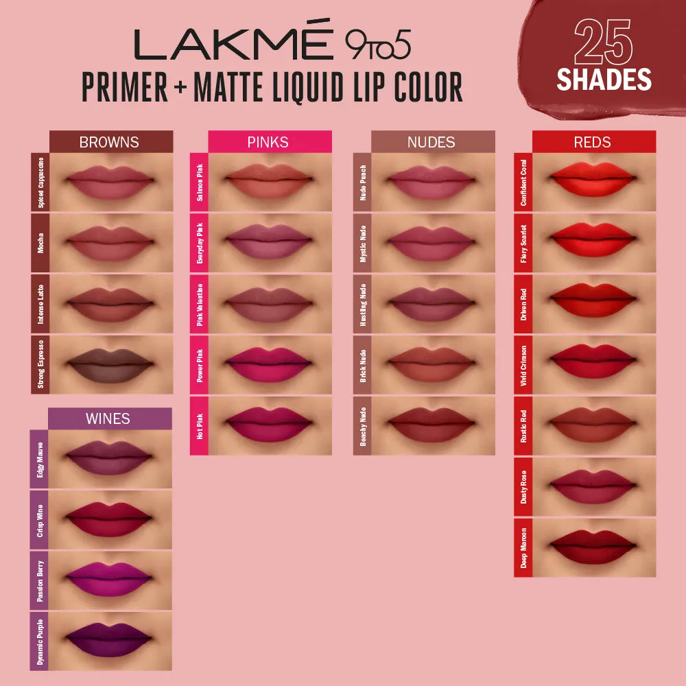 Lakmē 9to5 Primer   Matte Liquid Lip Color