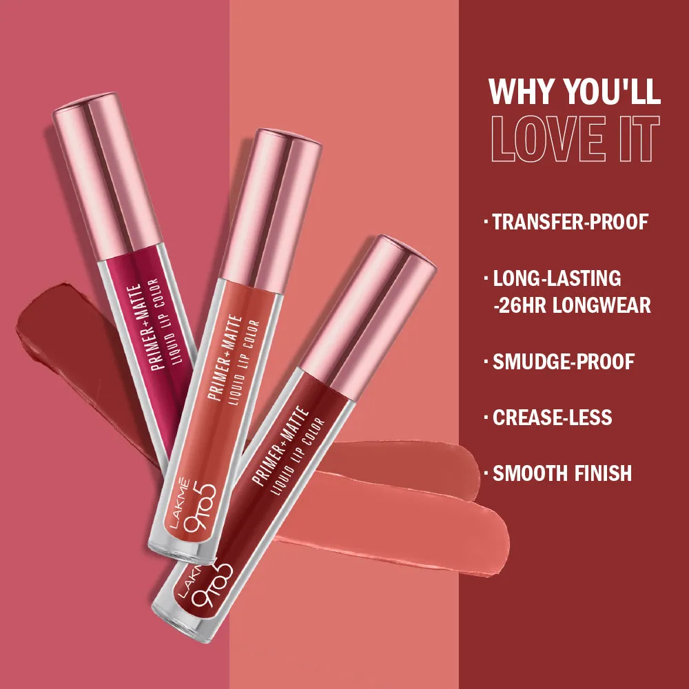 Lakmē 9to5 Primer   Matte Liquid Lip Color
