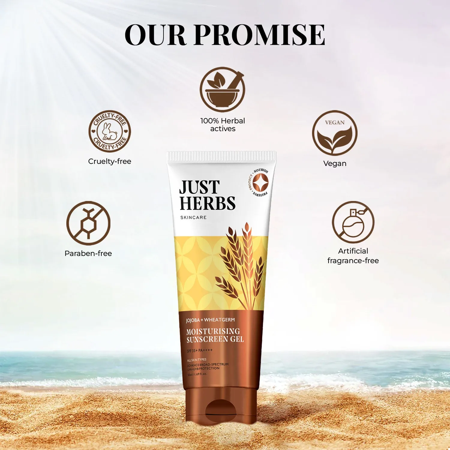Moisturising Sunscreen Gel with SPF 35  PA     with Jojoba and Wheatgerm