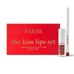 PAESE THE KISS LIPS SET - Liquid Lipstick & Lip Liner - 04 Rusty Red