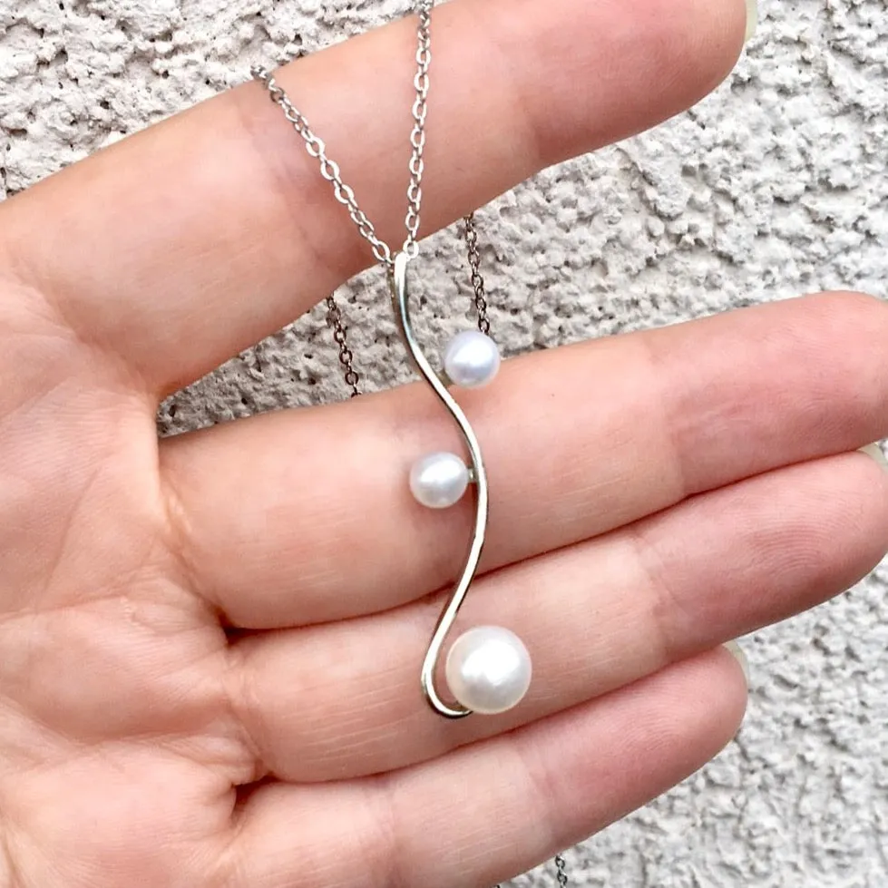"Dorothea" - Natural Pearl 925 Sterling Silver Bridal Necklace - More Colors