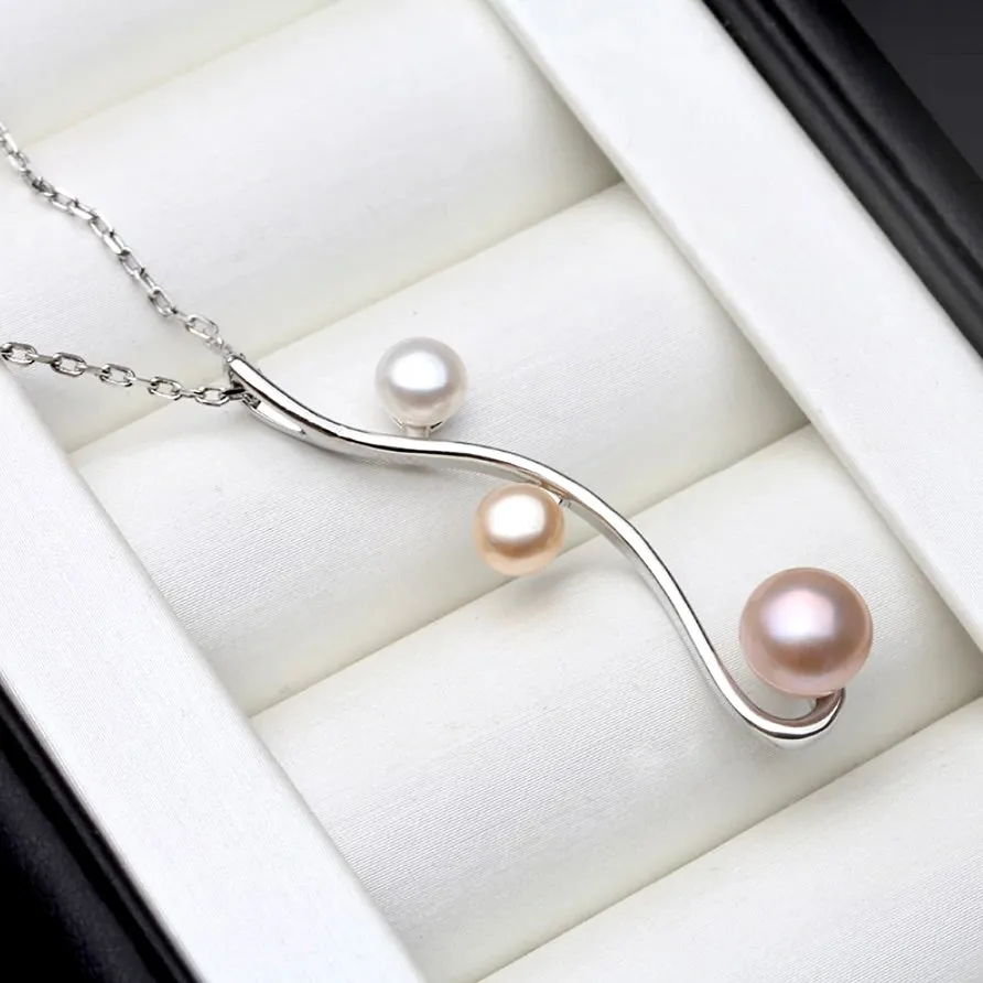 "Dorothea" - Natural Pearl 925 Sterling Silver Bridal Necklace - More Colors