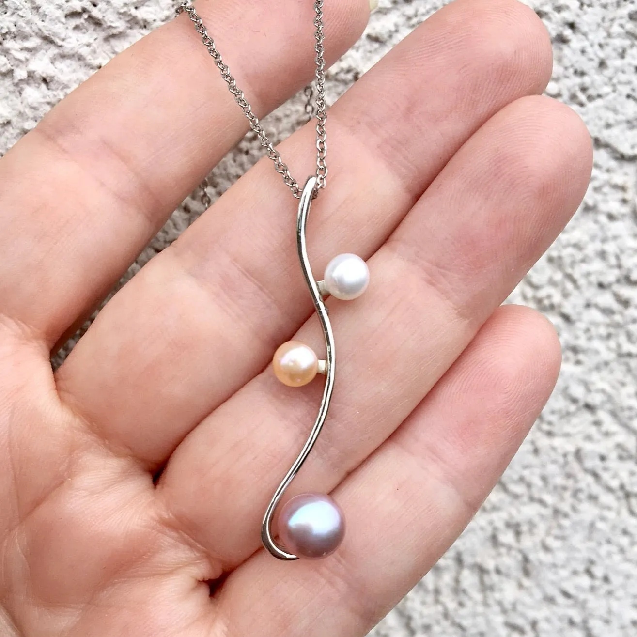 "Dorothea" - Natural Pearl 925 Sterling Silver Bridal Necklace - More Colors