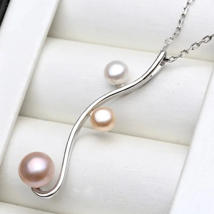 "Dorothea" - Natural Pearl 925 Sterling Silver Bridal Necklace - More Colors