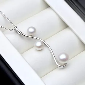 "Dorothea" - Natural Pearl 925 Sterling Silver Bridal Necklace - More Colors