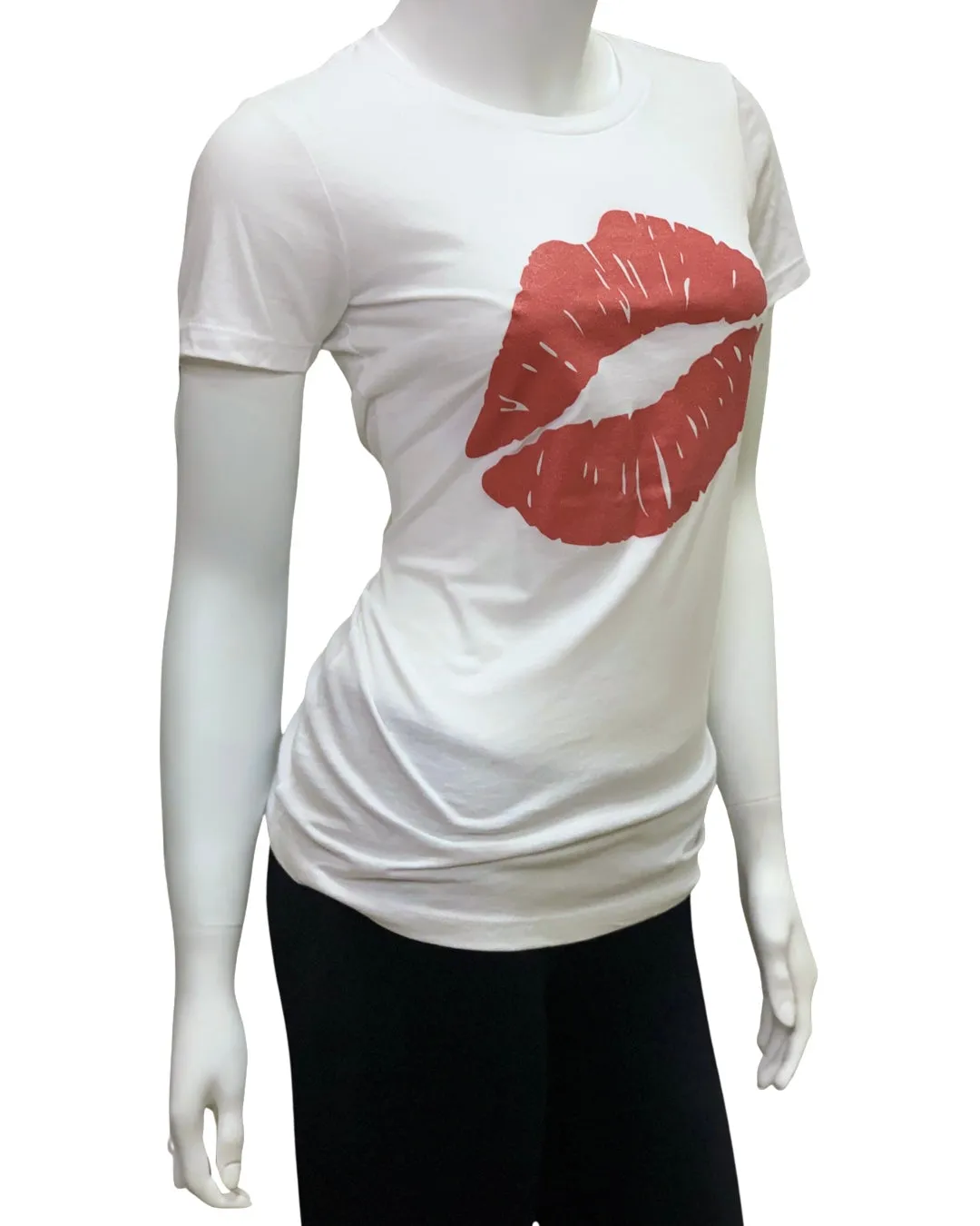 Red Glitter Lips Crew