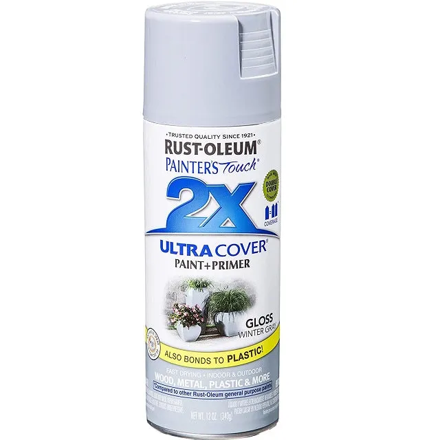 Rust-Oleum Painter's Touch 2X Ultra Cover Gloss Winter Gray Paint Primer Spray Paint 12 oz