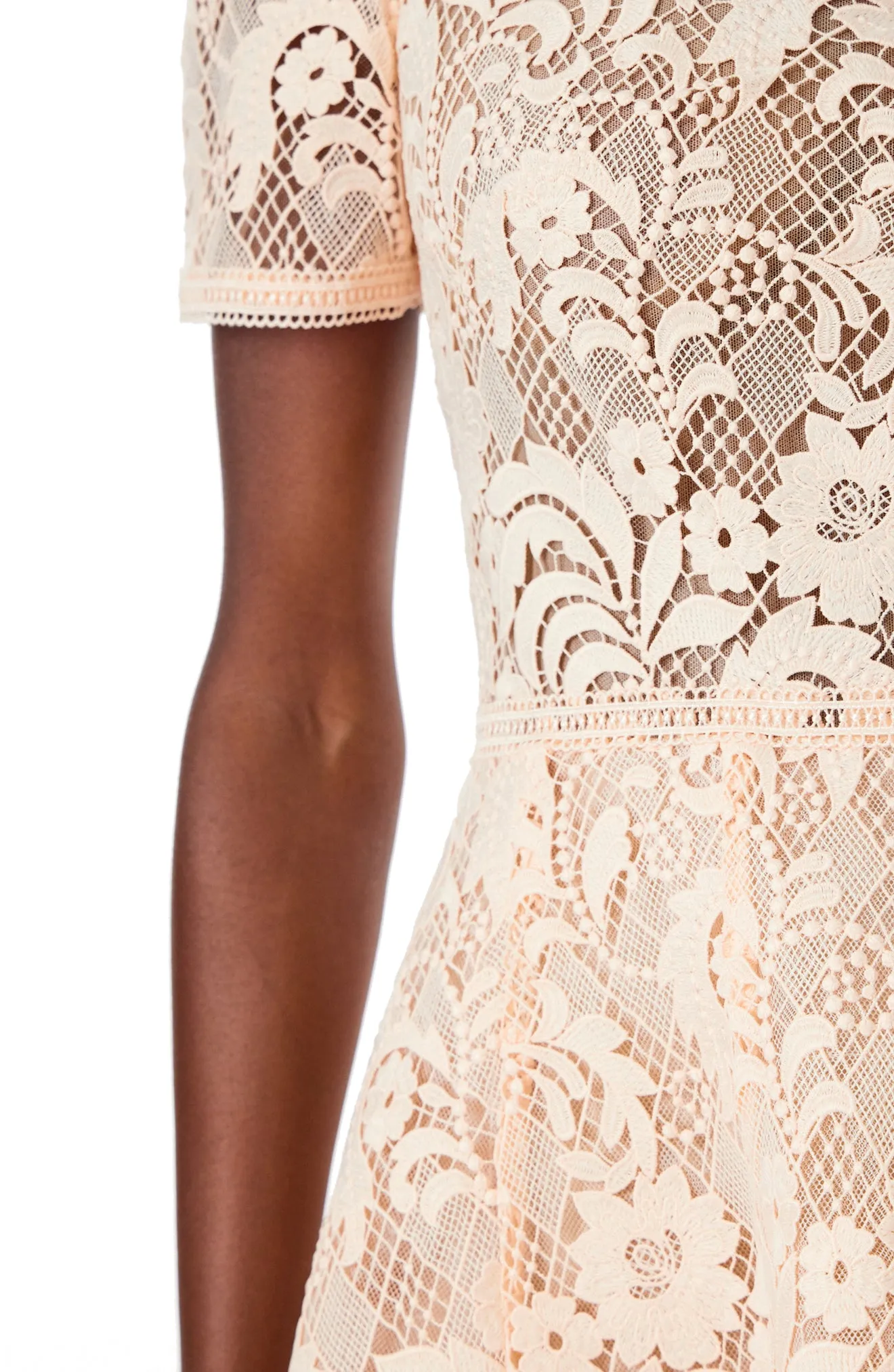 Short Sleeve Lace Cocktail Dress