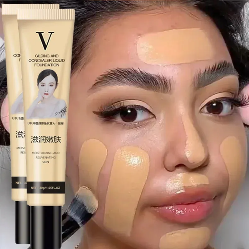 Yeknu 3 Colors Liquid Foundation Cream Cover Acne Waterproof Lasting Oil-control Base Cream Makeup Moisturize Matte Concealer Cosmetic