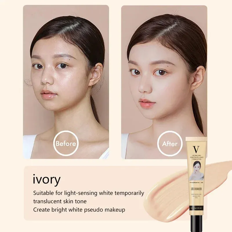 Yeknu 3 Colors Liquid Foundation Cream Cover Acne Waterproof Lasting Oil-control Base Cream Makeup Moisturize Matte Concealer Cosmetic